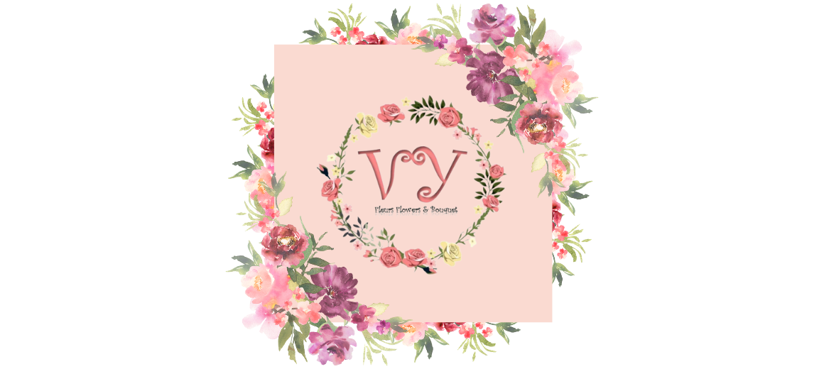 Ivy Flowers and Bouquet Page Banner with pink backround and flowers